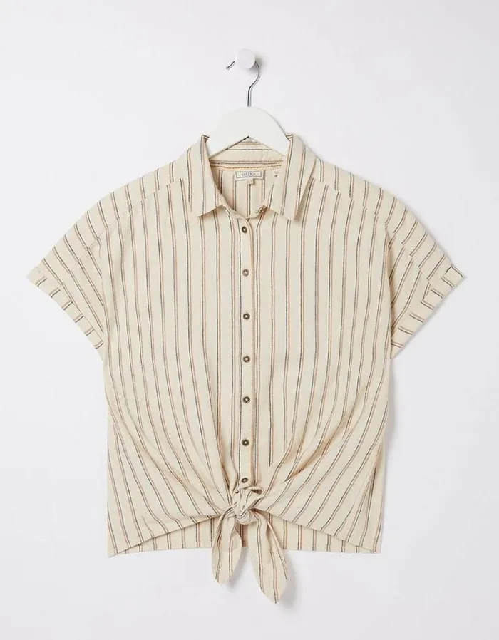Women FatFace Linen Edit Cali Linen Blend Shirt Ivory