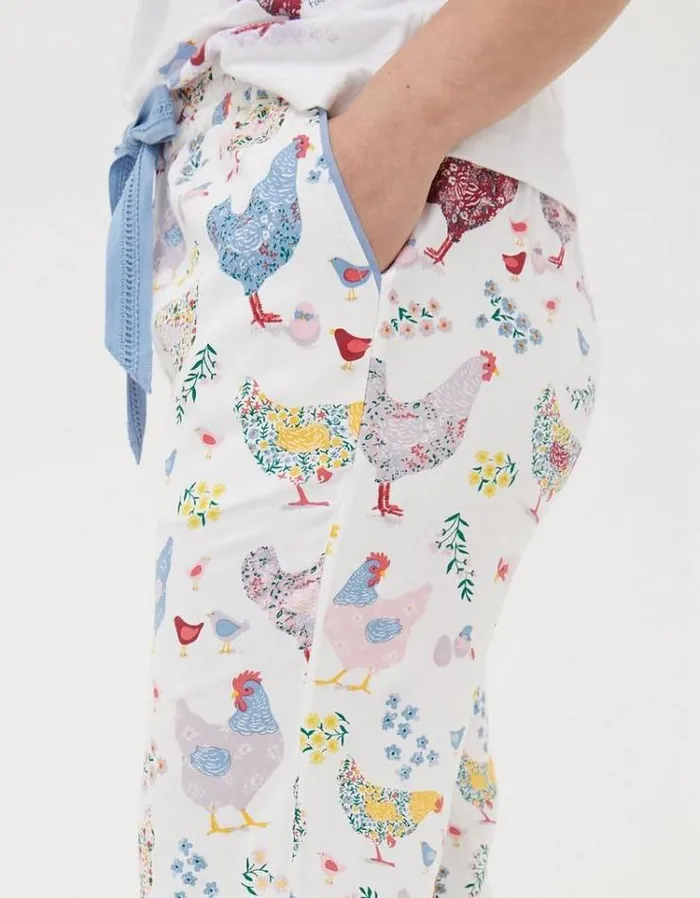 Women FatFace Nightwear and Pajamas Hetti Hen Lounge Pants Ivory