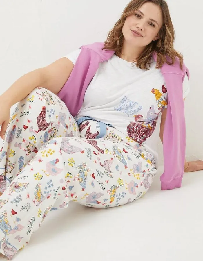Women FatFace Nightwear and Pajamas Hetti Hen Lounge Pants Ivory