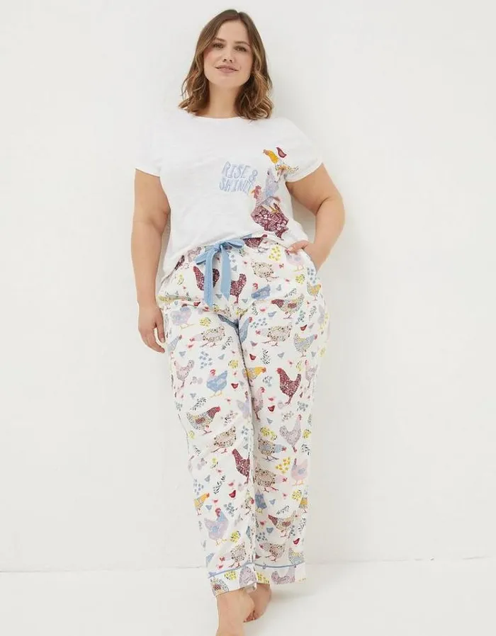 Women FatFace Nightwear and Pajamas Hetti Hen Lounge Pants Ivory
