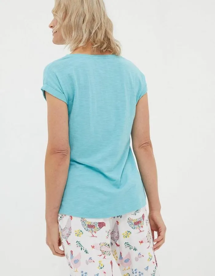 Women FatFace Nightwear and Pajamas Ivy TShirt Teal Blue