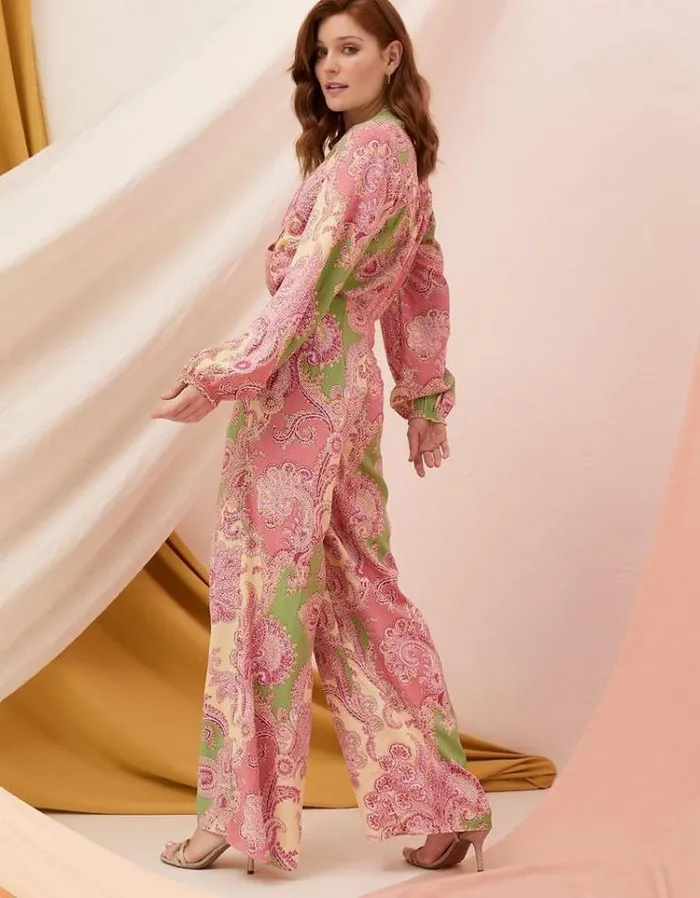 Women FatFace Pants and Leggings Cecily Paisley Wide Leg Pants Multi