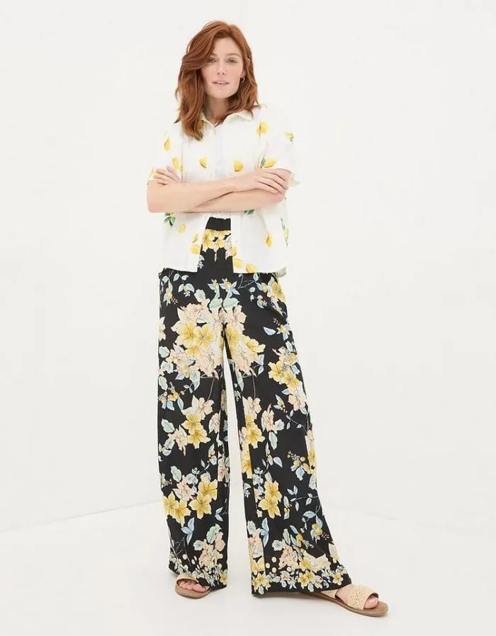 Women FatFace Pants and Leggings Jenna Citrus Floral Pants Black