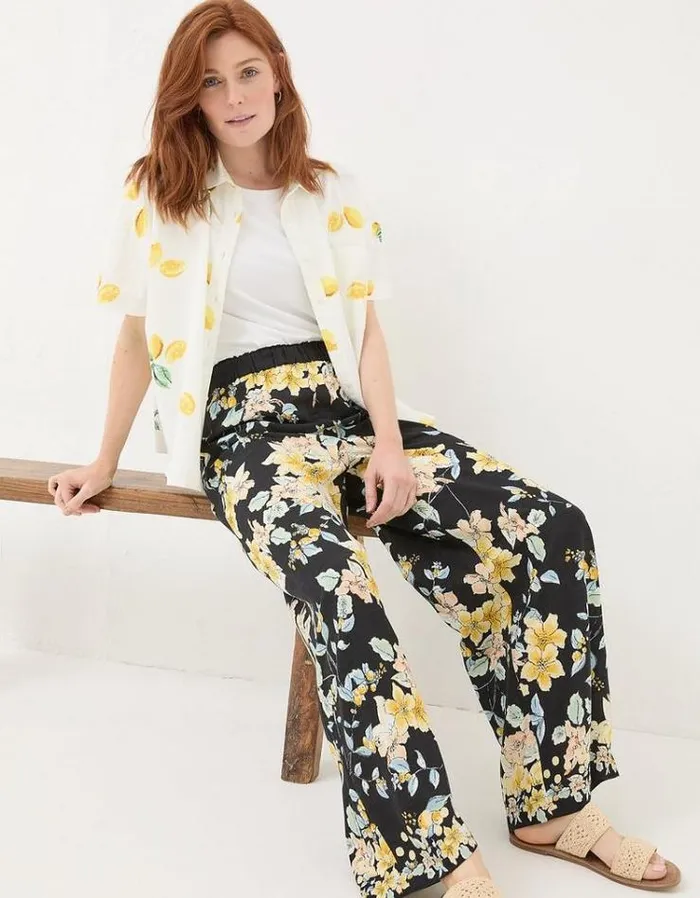 Women FatFace Pants and Leggings Jenna Citrus Floral Pants Black