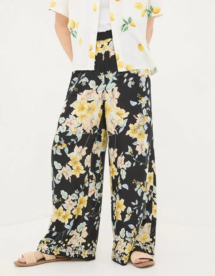 Women FatFace Pants and Leggings Jenna Citrus Floral Pants Black