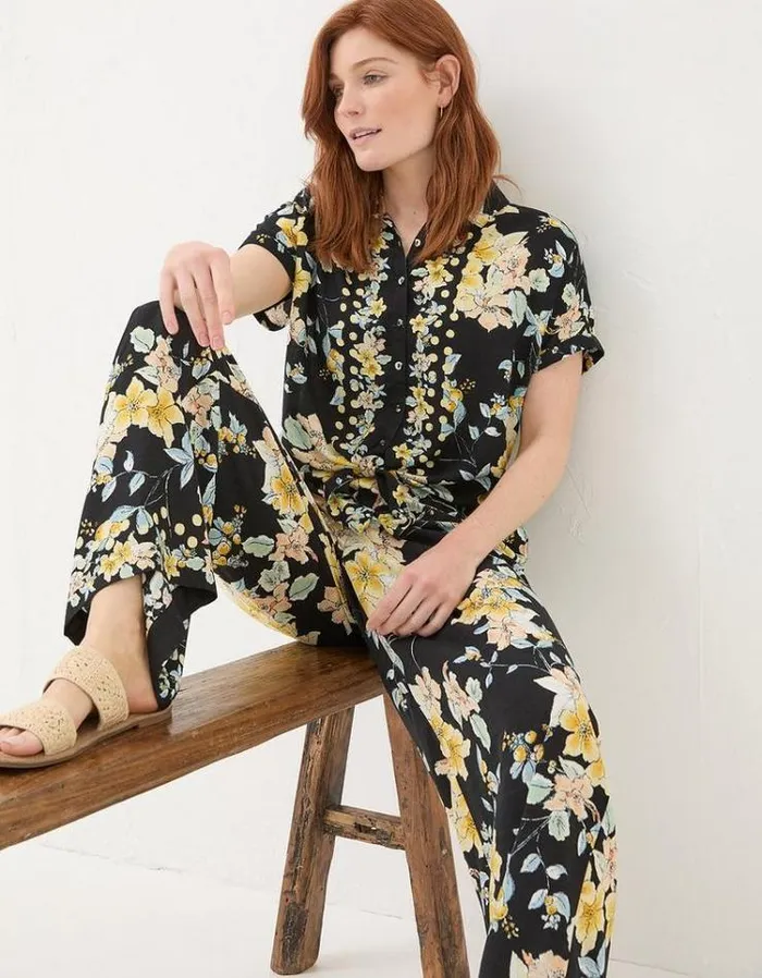 Women FatFace Pants and Leggings Jenna Citrus Floral Pants Black