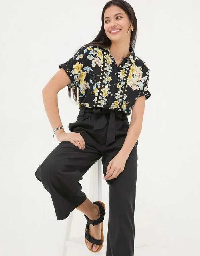Women FatFace Pants and Leggings Mina Crop Pants Black