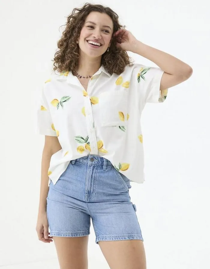 Women FatFace Shirts and Blouses Louisa Lemons Shirt Ivory