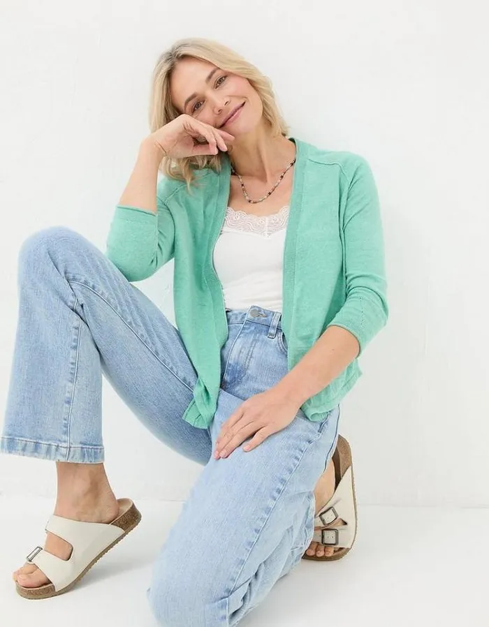 Women FatFace Sweaters and Cardigans Tie Front Cardigan Mint Green