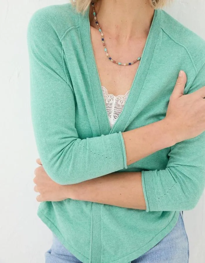 Women FatFace Sweaters and Cardigans Tie Front Cardigan Mint Green