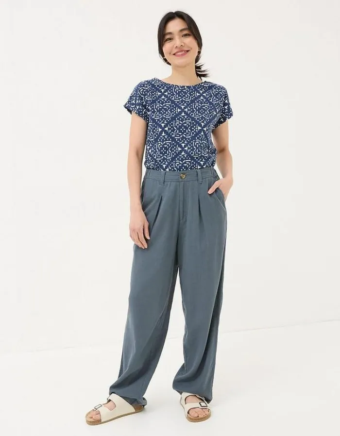 Women FatFace Tops and TShirts Ivy Geo Marks T Shirt Navy