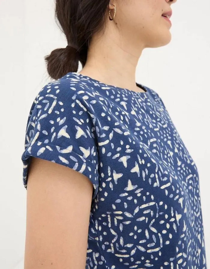Women FatFace Tops and TShirts Ivy Geo Marks T Shirt Navy