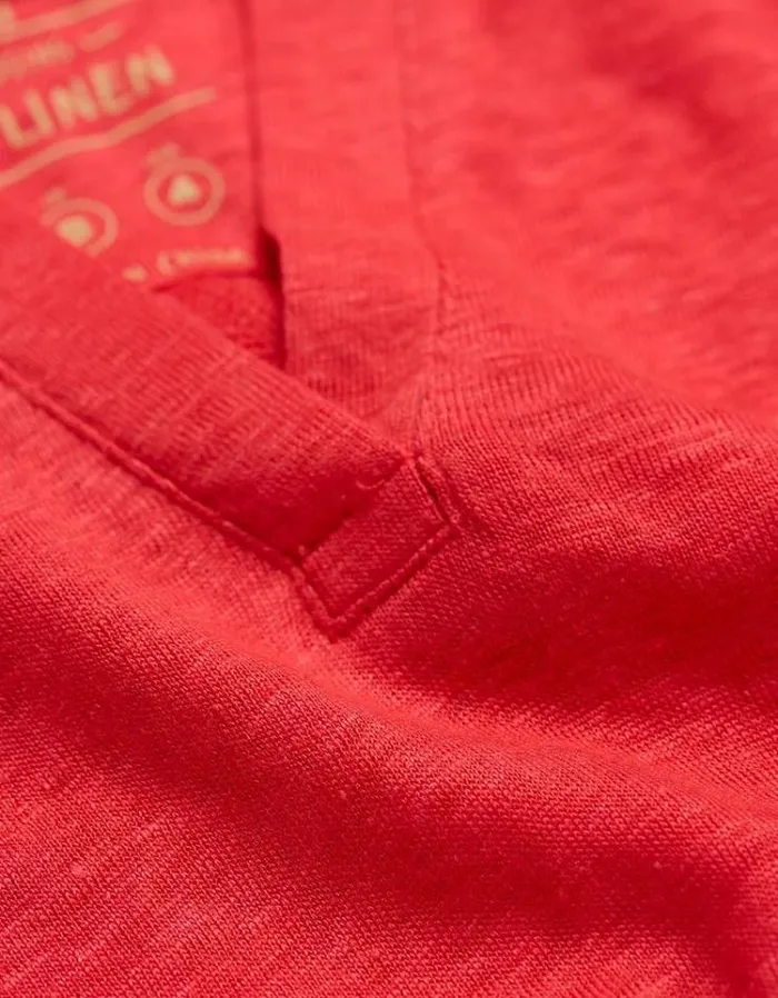 Women FatFace Tops and TShirts Linen Notch Neck TShirt Tomato Red