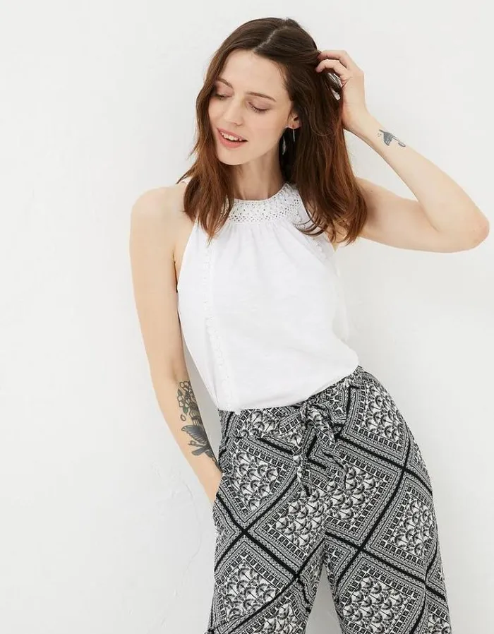 Women FatFace Tops and TShirts Nancy Crochet Vest White
