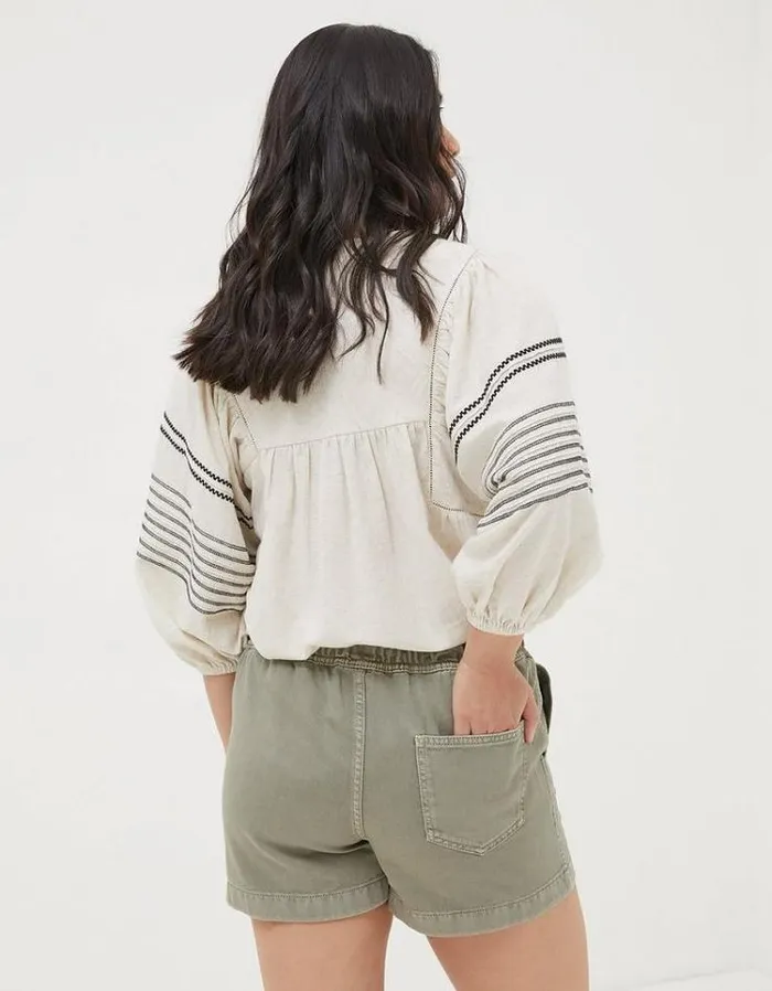 Women FatFace Vacation Shop Ashby Pull On Denim Shorts Green
