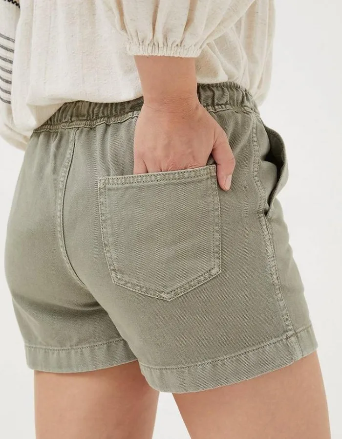 Women FatFace Vacation Shop Ashby Pull On Denim Shorts Green