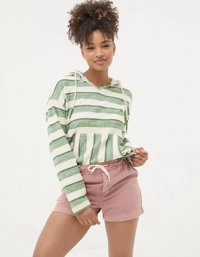 Women FatFace Vacation Shop Ashby Pull On Denim Shorts Rose Pink