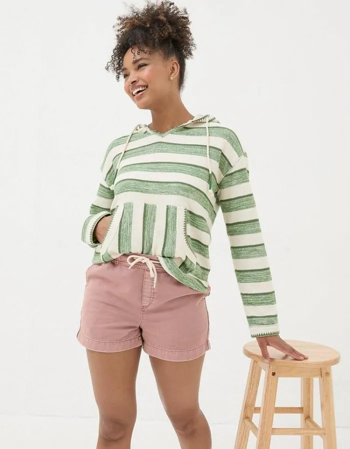 Women FatFace Vacation Shop Ashby Pull On Denim Shorts Rose Pink