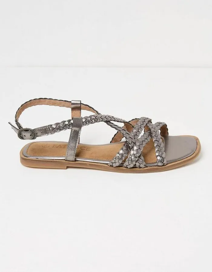 Women FatFace Vacation Shop Estelle Strap Sandals Pewter Metallic