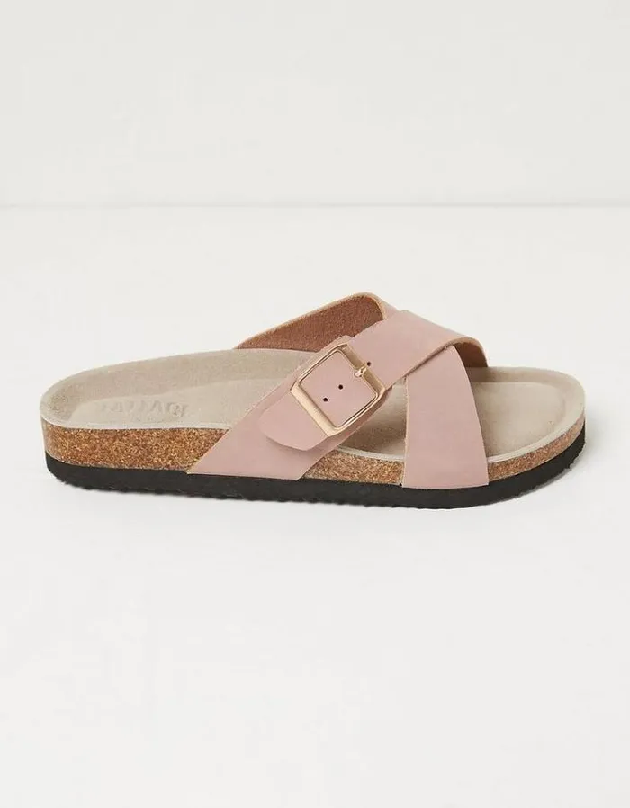 Women FatFace Vacation Shop Lois Crossover Footbed Sandal Rose Pink