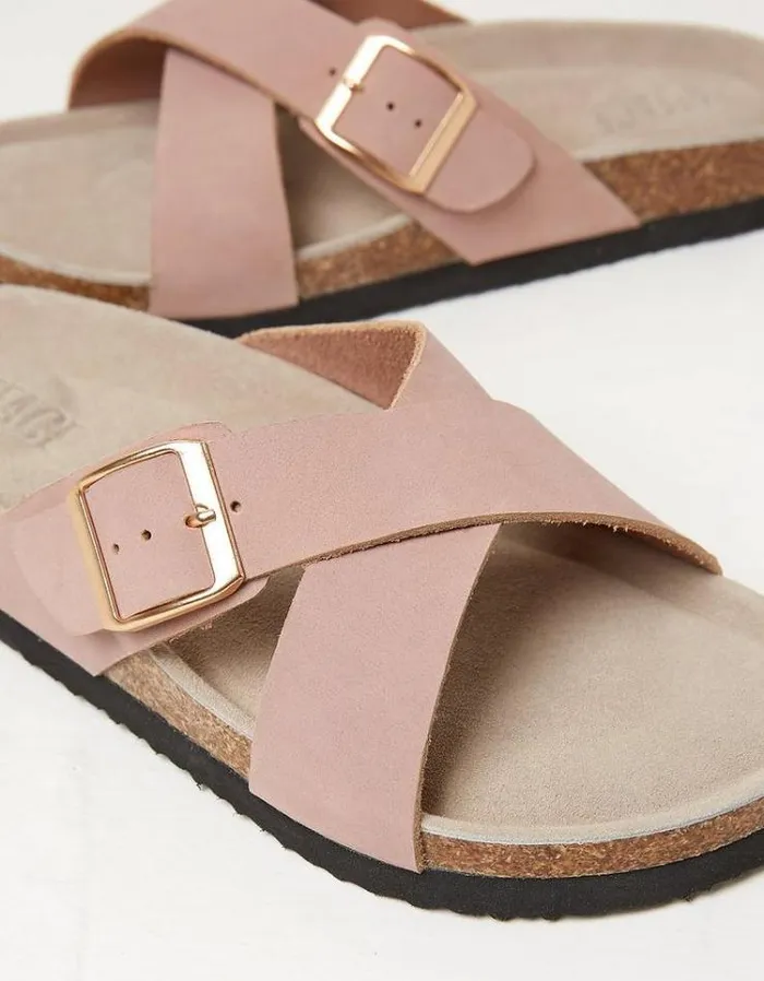 Women FatFace Vacation Shop Lois Crossover Footbed Sandal Rose Pink