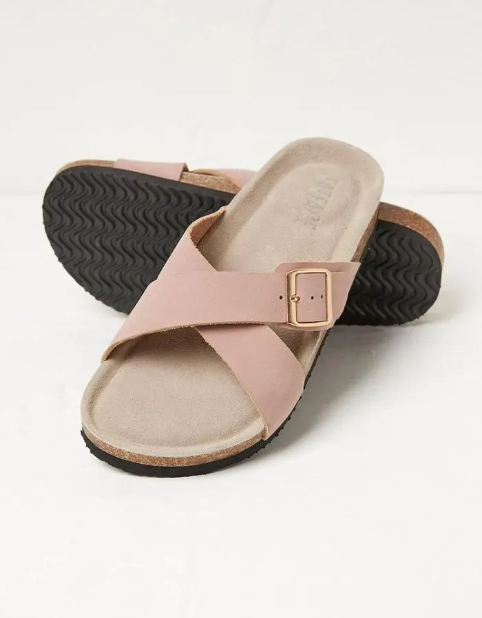 Women FatFace Vacation Shop Lois Crossover Footbed Sandal Rose Pink