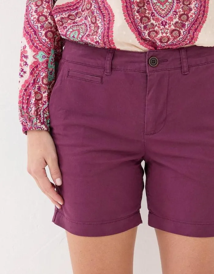 Women FatFace Vacation Shop Padstow Chino Shorts Purple