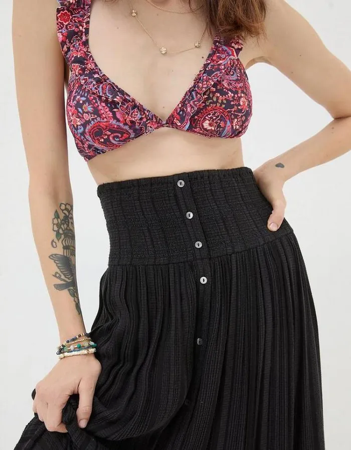 Women FatFace Vacation Shop Rhea Beach Maxi Skirt Black