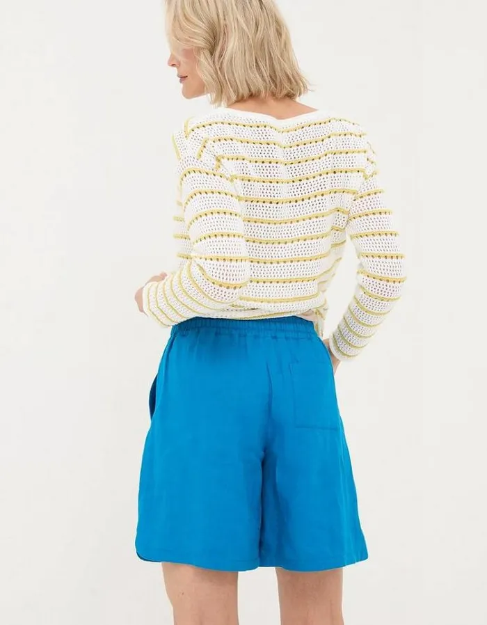 Women FatFace Vacation Shop Tenby Linen Shorts Blue