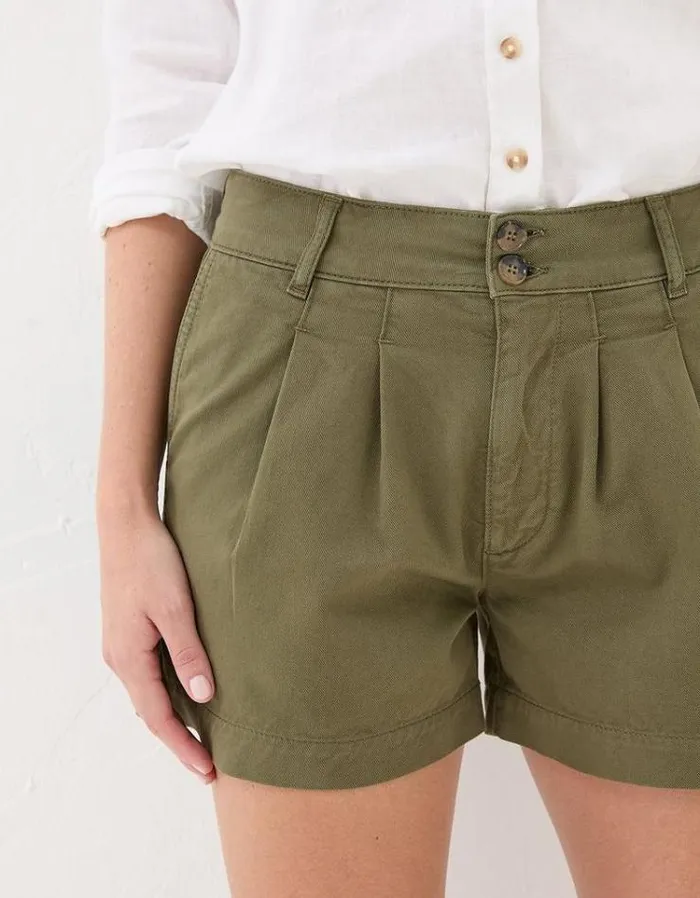 Women FatFace Vacation Shop Tia Twill Shorts Dark Green