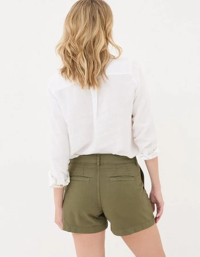Women FatFace Vacation Shop Tia Twill Shorts Dark Green