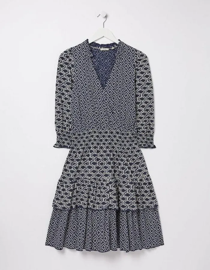 Women FatFace Women039s Sale Amba Patchwork Geo Jersey Dress Navy