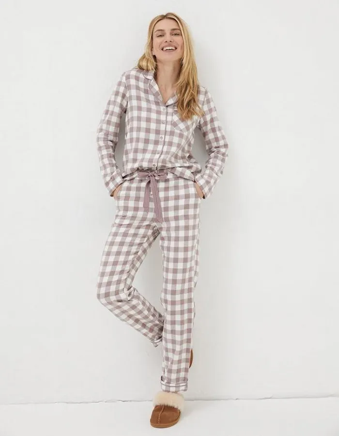 Women FatFace Women039s Sale Debbie Check Box Pajama Gift Set Washed Purple