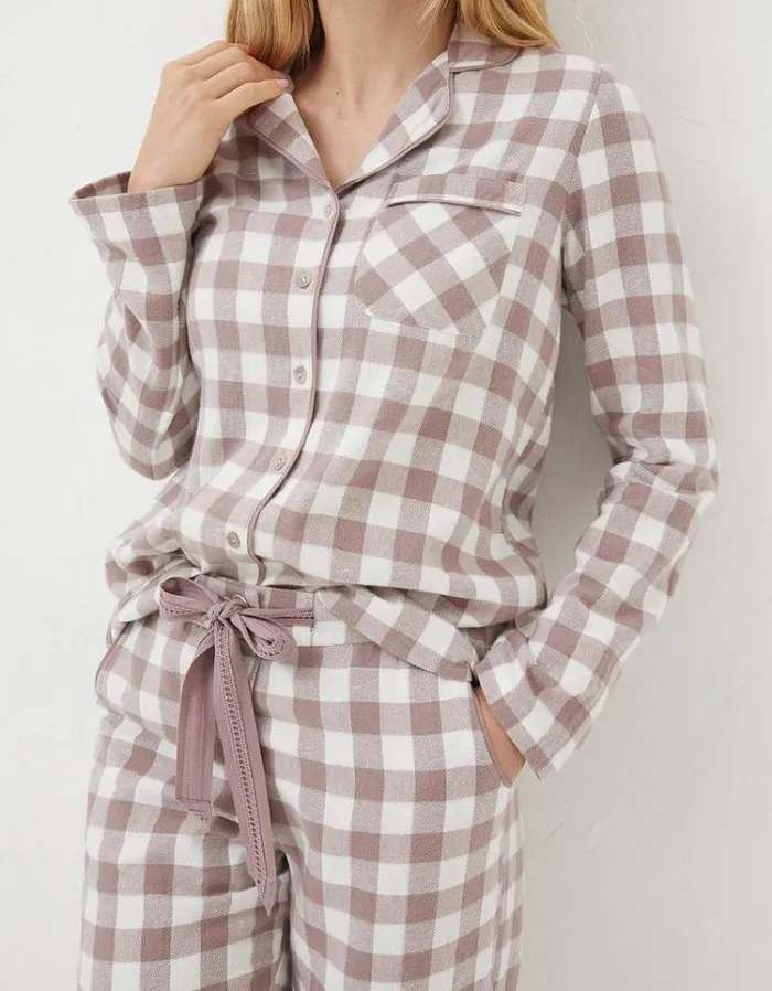 Women FatFace Women039s Sale Debbie Check Box Pajama Gift Set Washed Purple