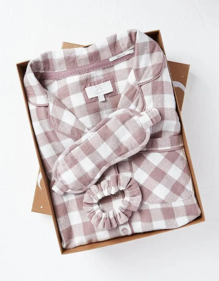 Women FatFace Women039s Sale Debbie Check Box Pajama Gift Set Washed Purple
