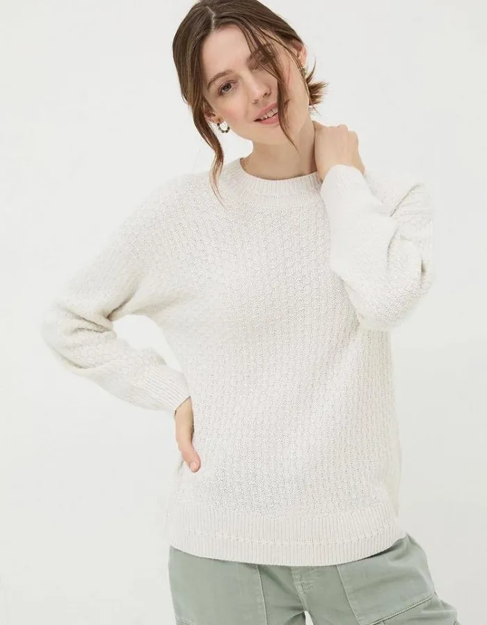 Women FatFace Women039s Sale Edie Button Back Sweater Ivory