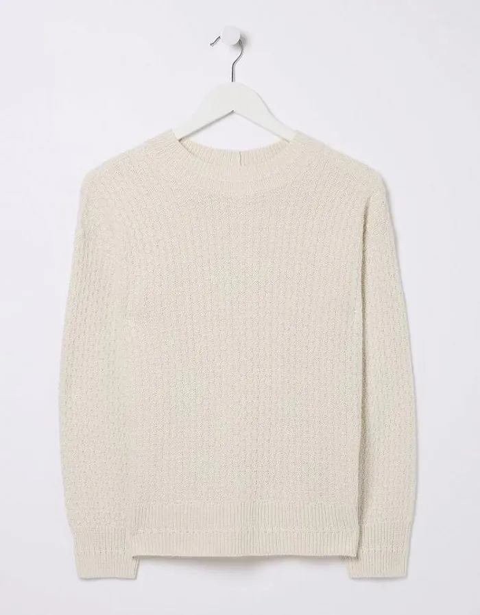Women FatFace Women039s Sale Edie Button Back Sweater Ivory