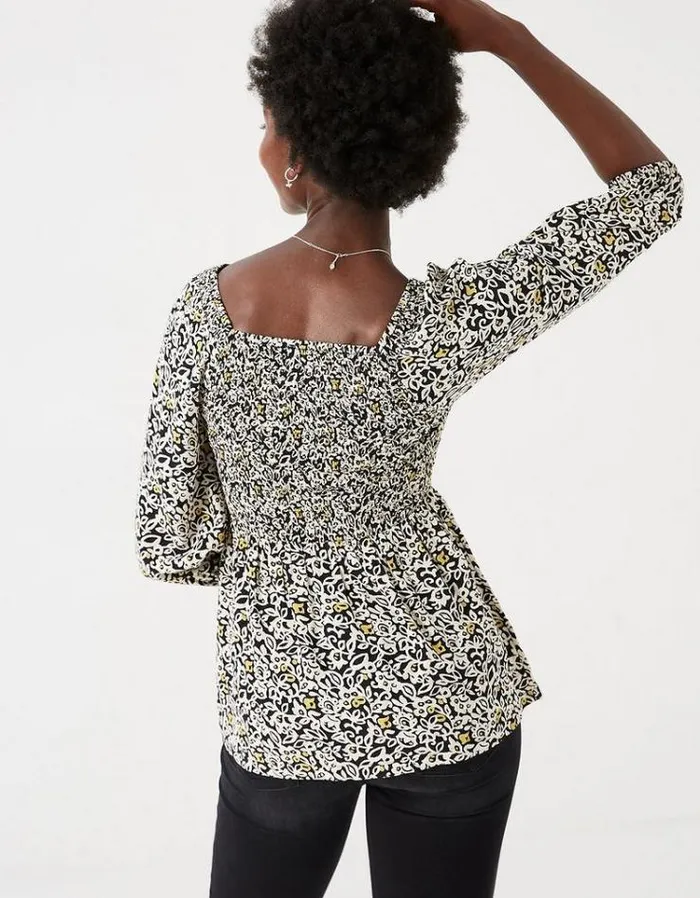 Women FatFace Women039s Sale Elle Mono Floral Top Black