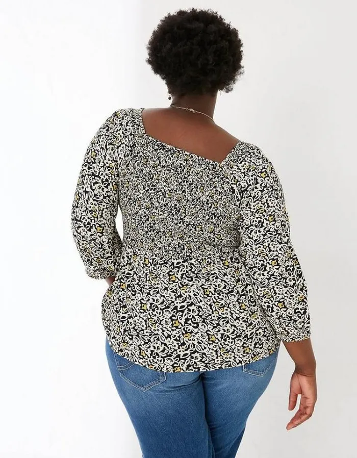 Women FatFace Women039s Sale Elle Mono Floral Top Black