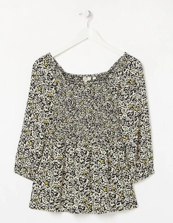 Women FatFace Women039s Sale Elle Mono Floral Top Black