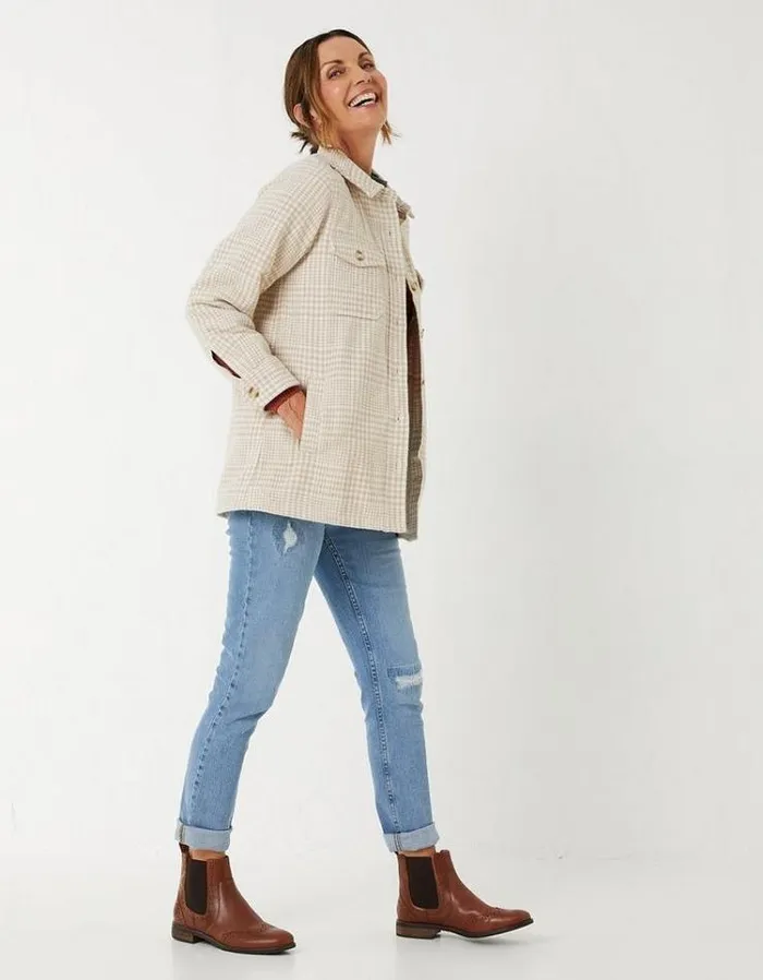 Women FatFace Women039s Sale Hamilton Borg Lined Shacket Oatmeal