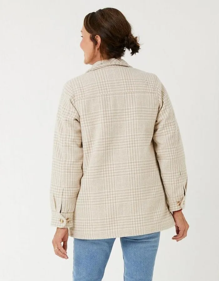 Women FatFace Women039s Sale Hamilton Borg Lined Shacket Oatmeal