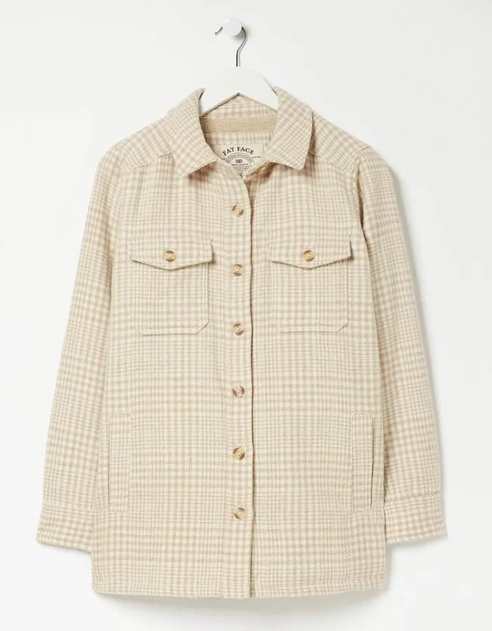 Women FatFace Women039s Sale Hamilton Borg Lined Shacket Oatmeal