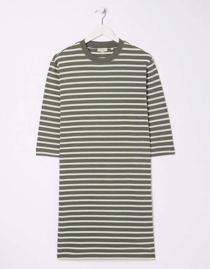 Women FatFace Women039s Sale Mia Stripe Jersey Dress Khaki Green