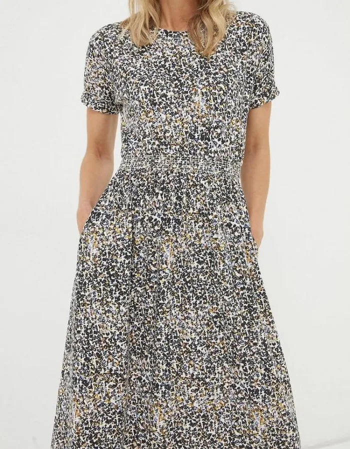 Women FatFace Women039s Sale Navi Dappled Spot Jersey Dress Natural