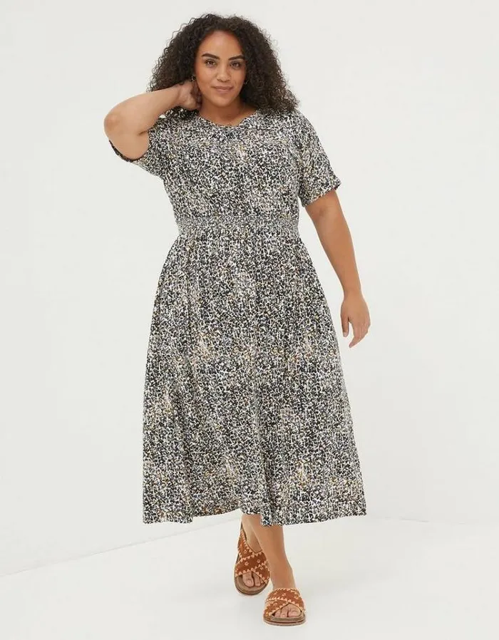 Women FatFace Women039s Sale Navi Dappled Spot Jersey Dress Natural