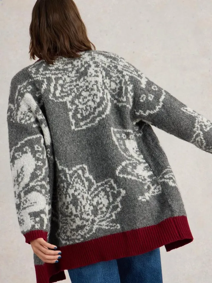 Women FIONA FLORAL LONGLINE CARDI Grey Multi White Stuff Knitwear Women FIONA FLORAL LONGLINE CARDI Grey Multi White Stuff Knitwear