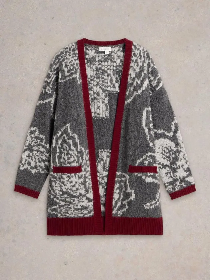 Women FIONA FLORAL LONGLINE CARDI Grey Multi White Stuff Knitwear Women FIONA FLORAL LONGLINE CARDI Grey Multi White Stuff Knitwear