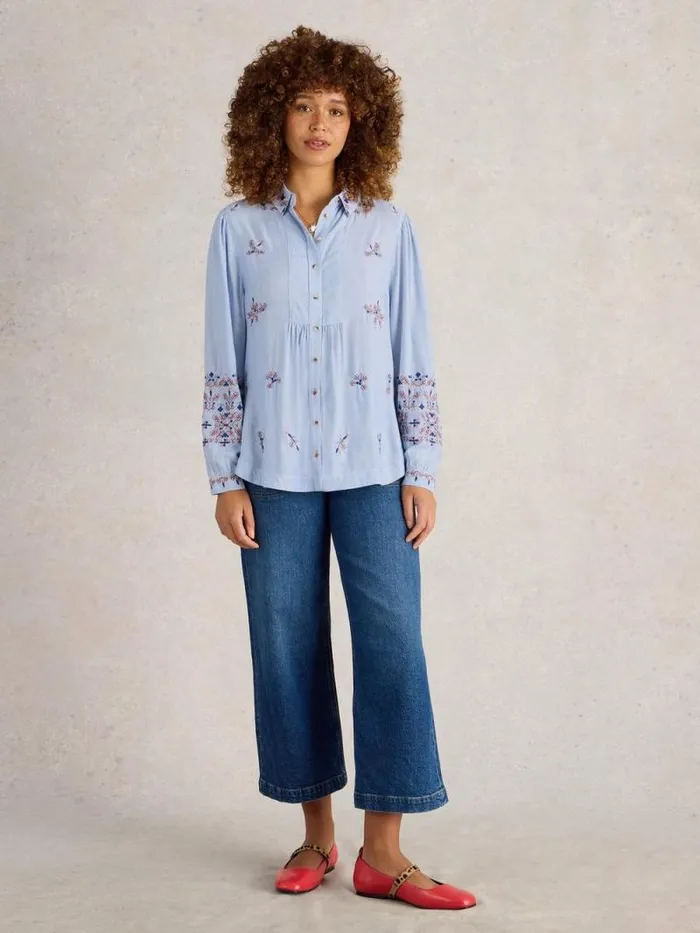 Women Geri Embroidered Shirt Blue Multi White Stuff Tunics
