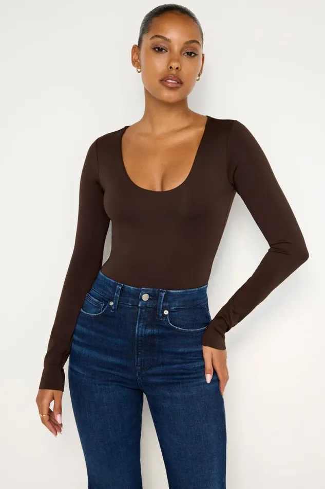 Women GOOD AMERICAN Bodysuits SCUBA SCOOP NECKBODYSUIT Bark003